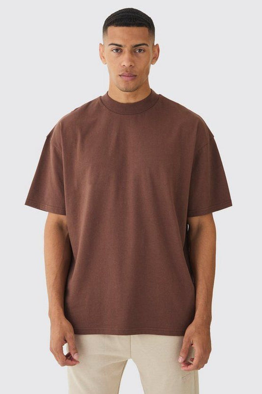 Drop Shoulder T-Shirt | Solid (Brown)